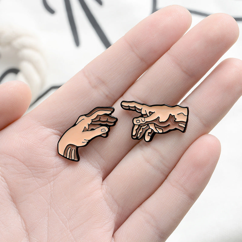 Michelangelo Buonarroti Creation of Adam Hands Reaching Cute Metal Pin Badge