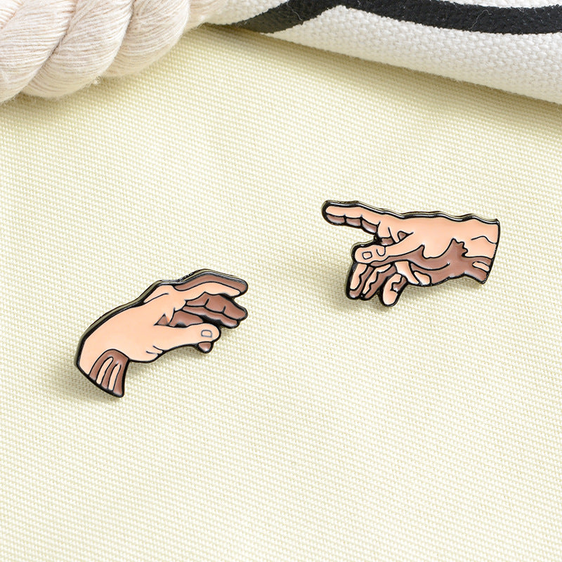 Michelangelo Buonarroti Creation of Adam Hands Reaching Cute Metal Pin Badge