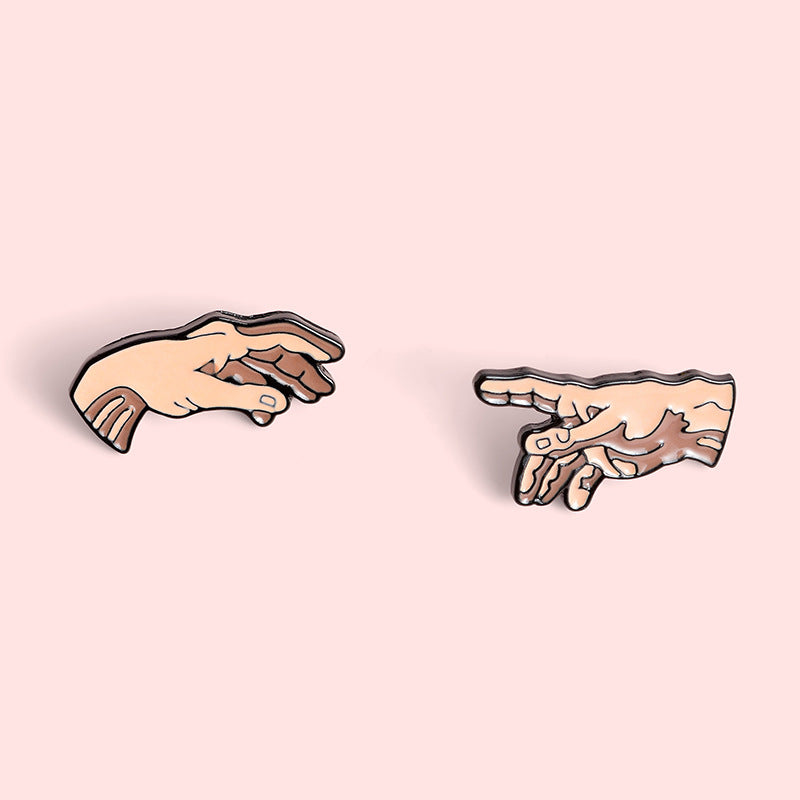 Michelangelo Buonarroti Creation of Adam Hands Reaching Cute Metal Pin Badge