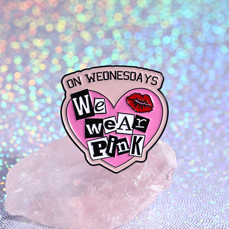 Mean Girls Iconic Phrases Rose Red Heart Lips Metal Pin Badge