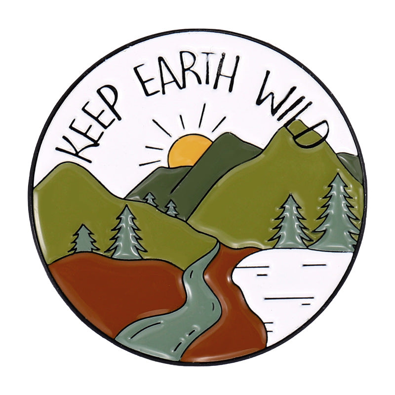 Travel Outdoor Hiking Series Irregular Metal Pins Badge
