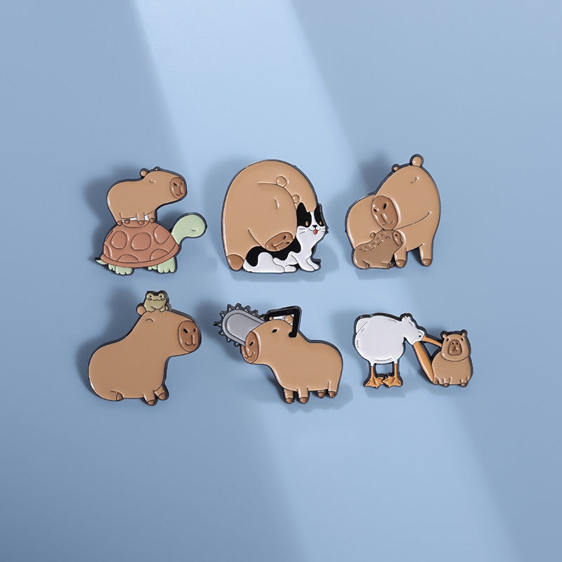 Fun Cute Capybara Animal Metal Pin Badges