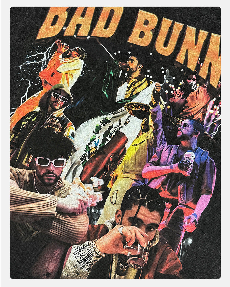 Retro Bad Bunny Collage T-shirt