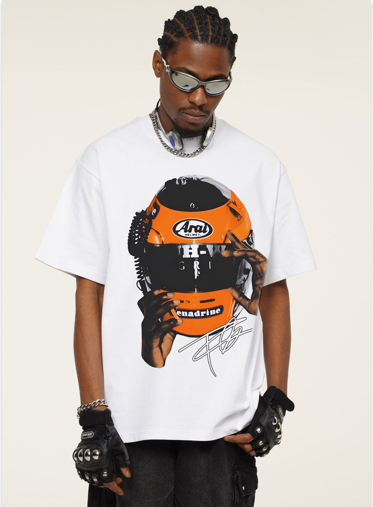 Frank Ocean Orange Aral Motorcycle Helmet T-Shirt