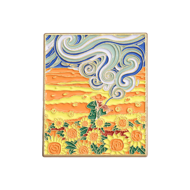 Creative Artsy Famous Oil Painting Starry Sky Metal Pin Badge