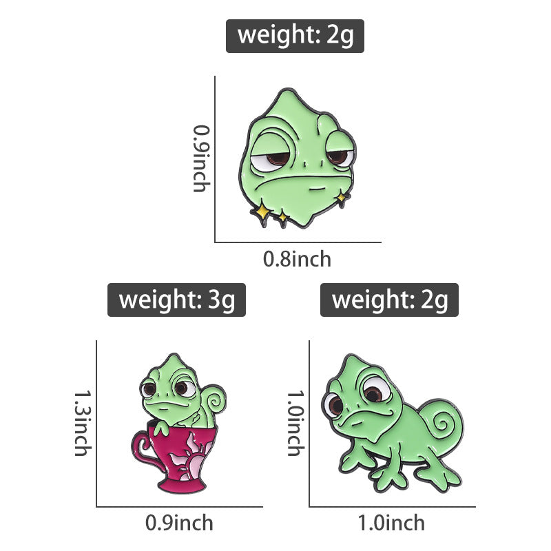 Cute Lizard Cartoon Animal Metal Pin Badge