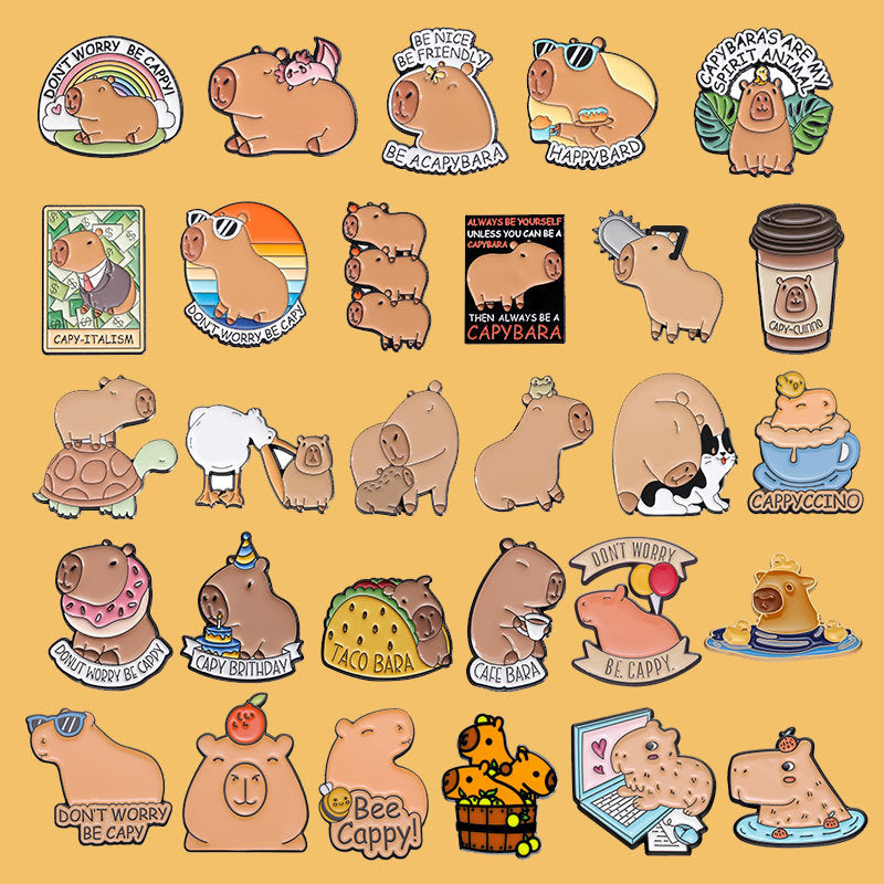 Fun Cute Capybara Animal Metal Pin Badges