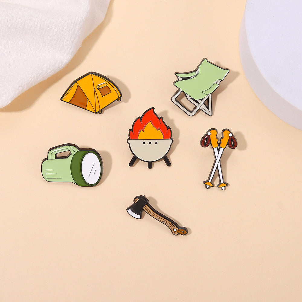 Camping Basics Accessories Metal Pin Badges