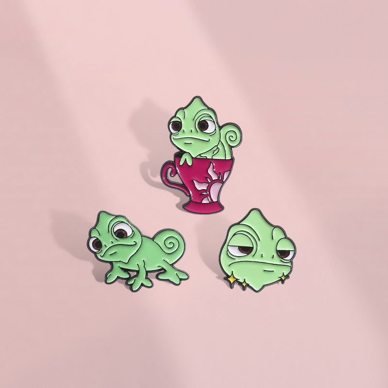 Cute Lizard Cartoon Animal Metal Pin Badge