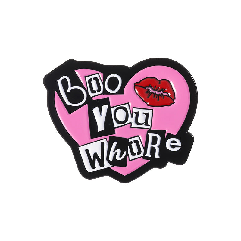 Mean Girls Iconic Phrases Rose Red Heart Lips Metal Pin Badge