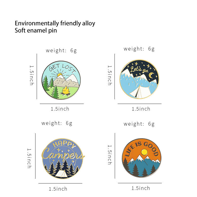 Creative Mountains Landscape Metal Pin Badge Ornaments