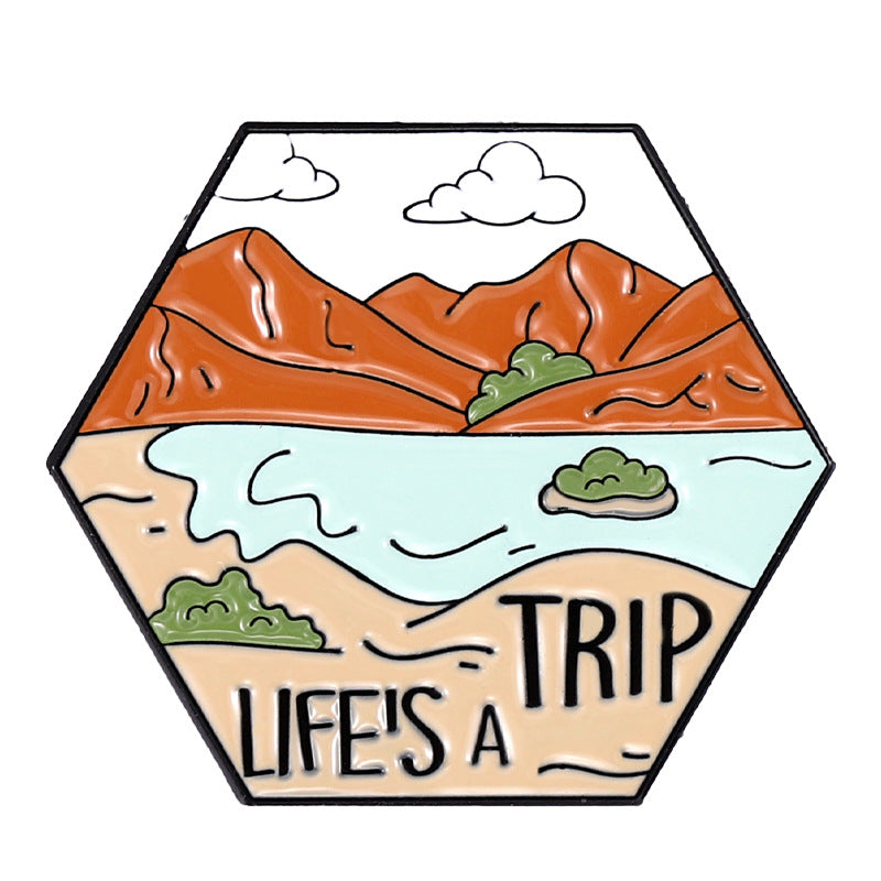 Travel Outdoor Hiking Series Irregular Metal Pins Badge