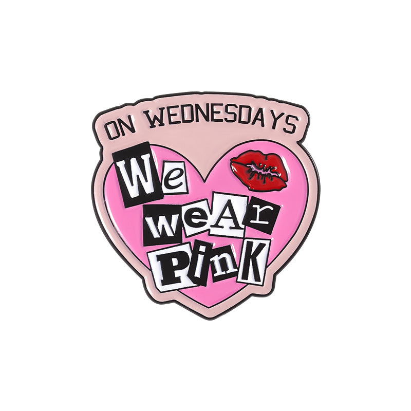 Mean Girls Iconic Phrases Rose Red Heart Lips Metal Pin Badge