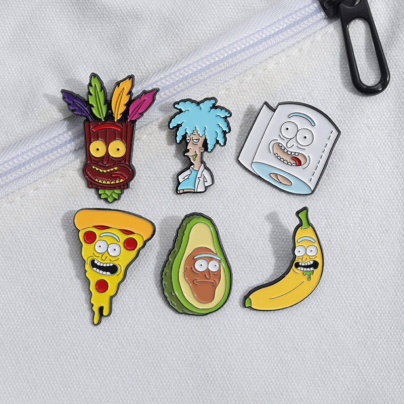 Mini Banana Pizza Avocado Cartoon Metal Pins Badge