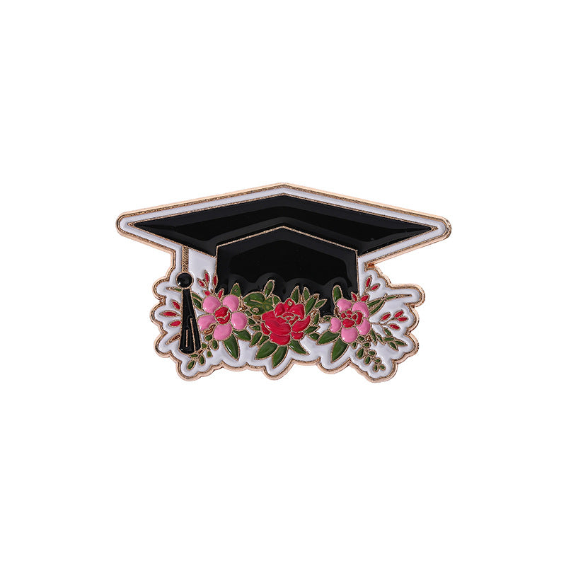 Minimalist Fun Graduation Season Accessories Bachelor Hat Metal Pin Badge