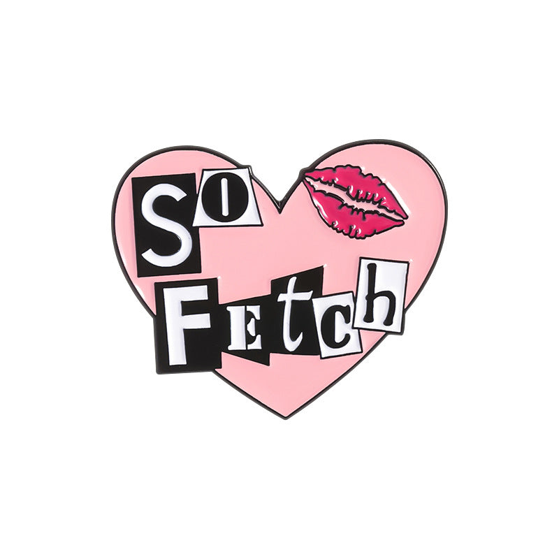 Mean Girls Iconic Phrases Rose Red Heart Lips Metal Pin Badge