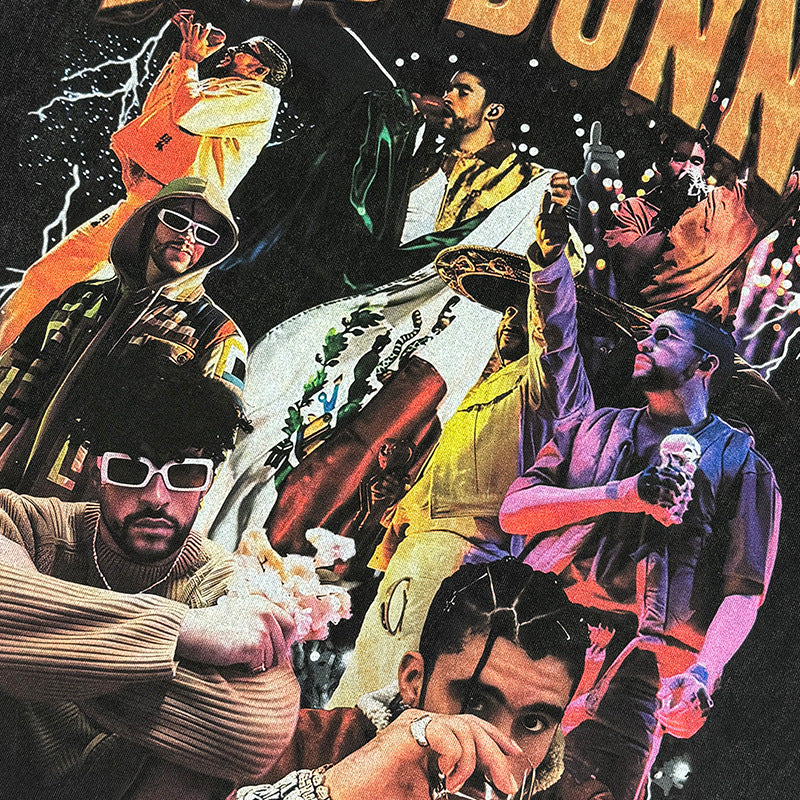 Retro Bad Bunny Collage Hoodie