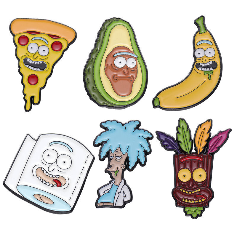 Mini Banana Pizza Avocado Cartoon Metal Pins Badge