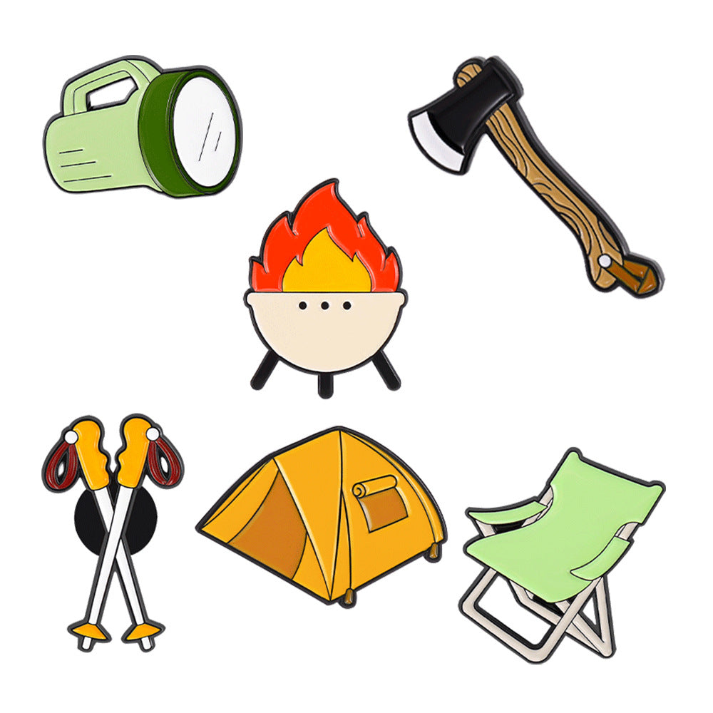 Camping Basics Accessories Metal Pin Badges