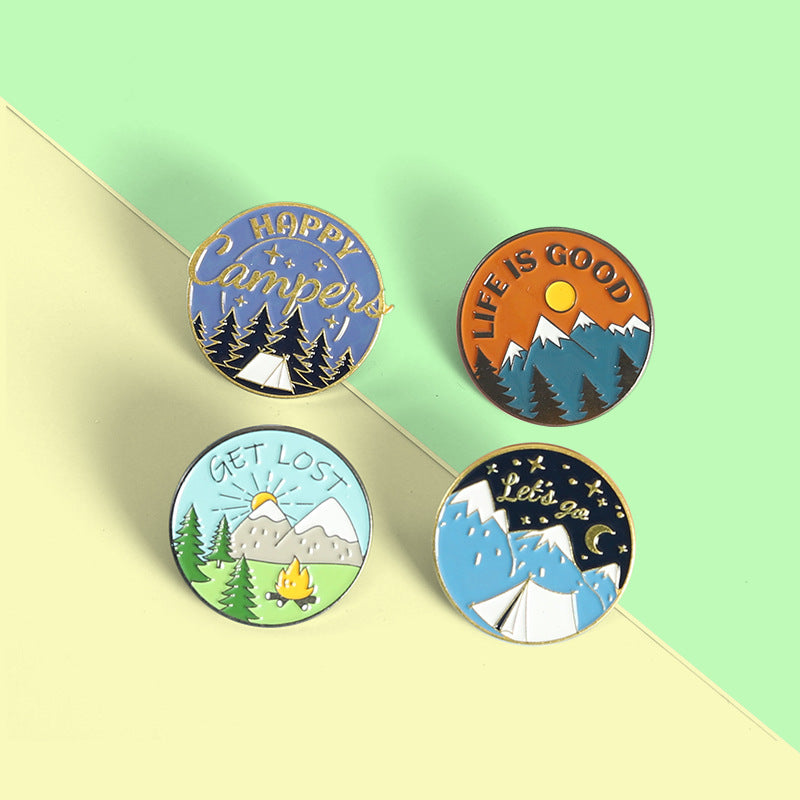 Creative Mountains Landscape Metal Pin Badge Ornaments