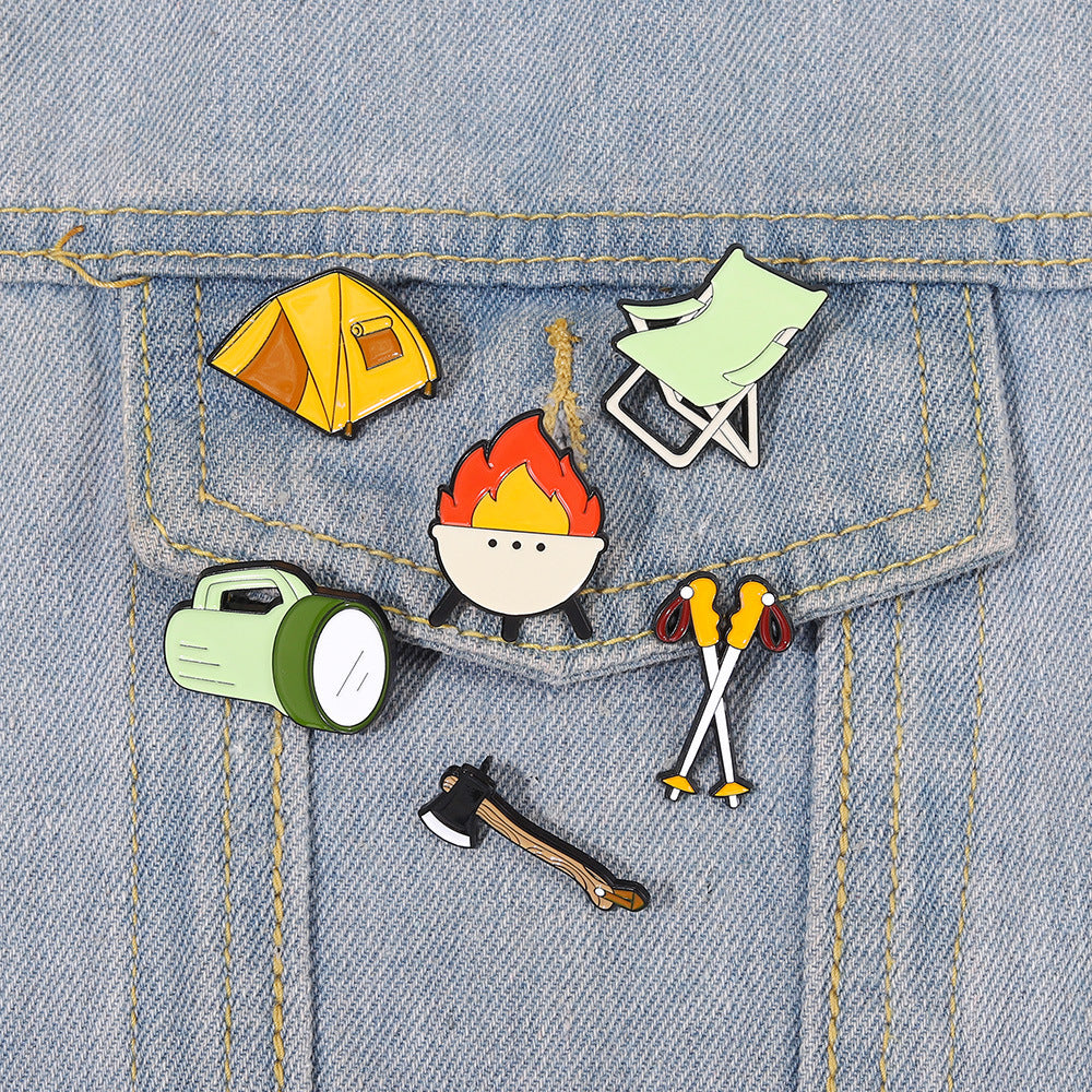 Camping Basics Accessories Metal Pin Badges