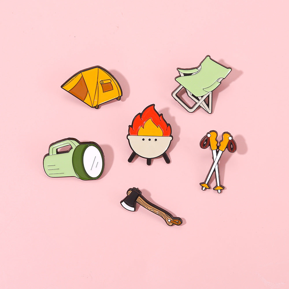 Camping Basics Accessories Metal Pin Badges