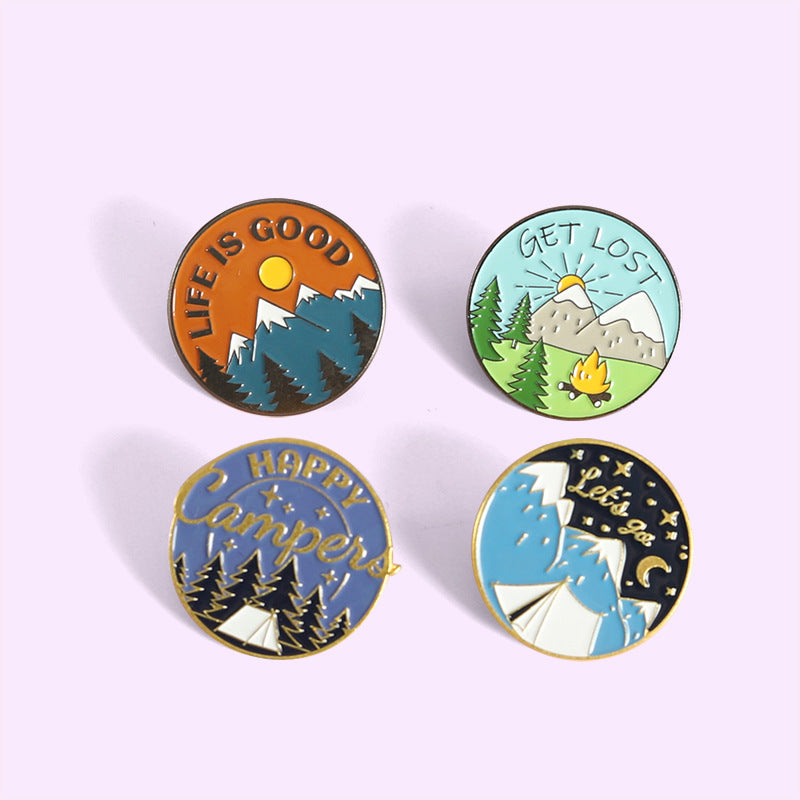 Creative Mountains Landscape Metal Pin Badge Ornaments