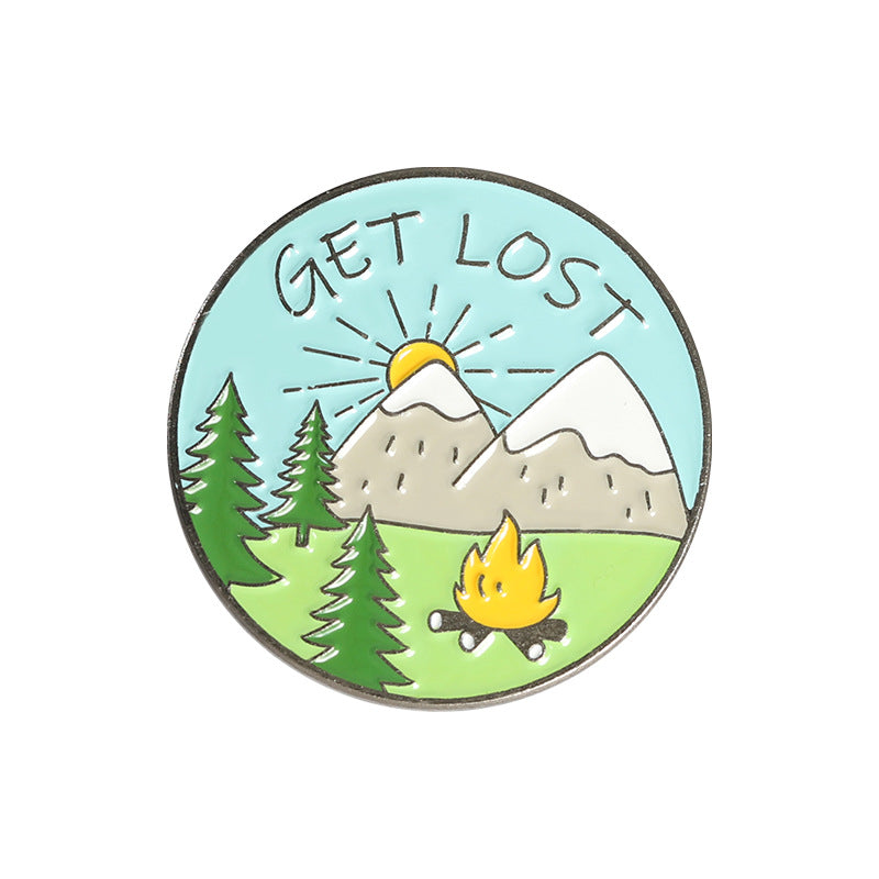Creative Mountains Landscape Metal Pin Badge Ornaments