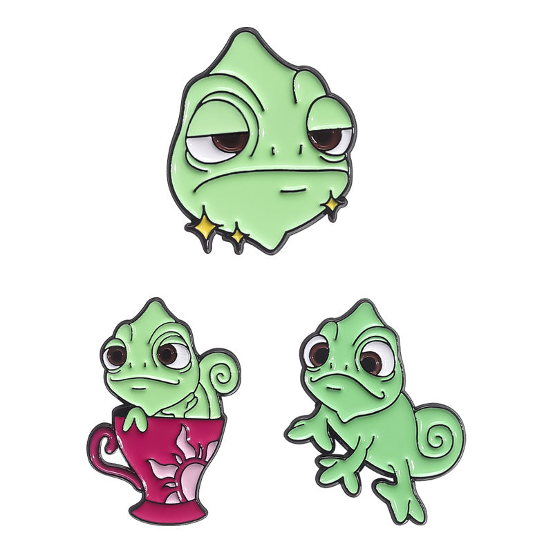 Cute Lizard Cartoon Animal Metal Pin Badge