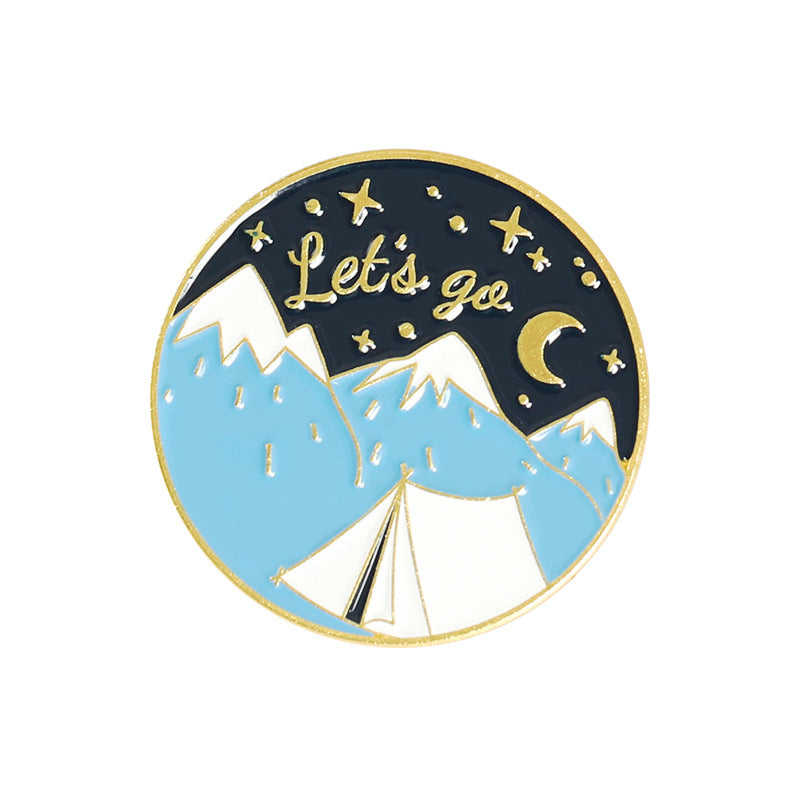 Creative Mountains Landscape Metal Pin Badge Ornaments