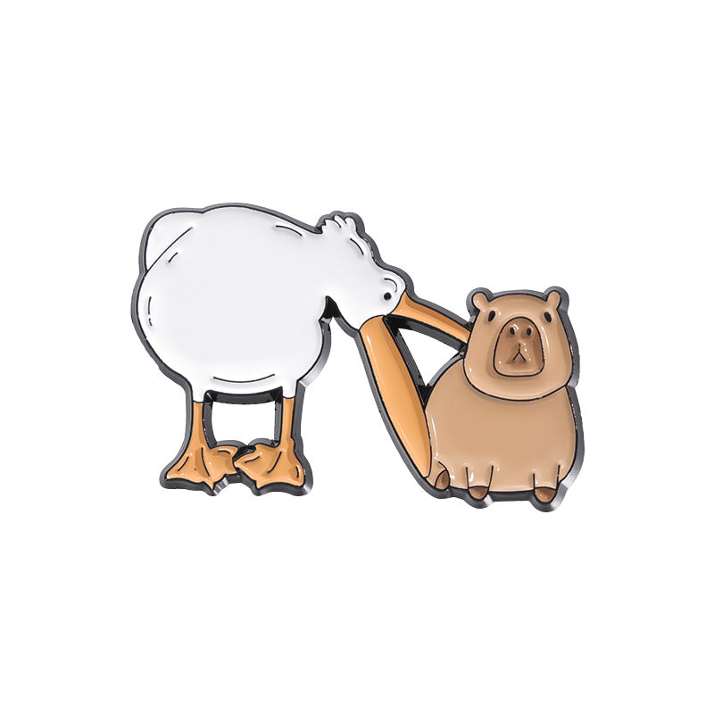 Fun Cute Capybara Animal Metal Pin Badges