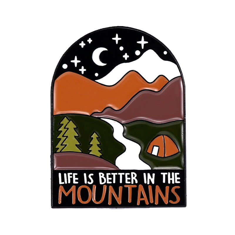 Travel Outdoor Hiking Series Irregular Metal Pins Badge
