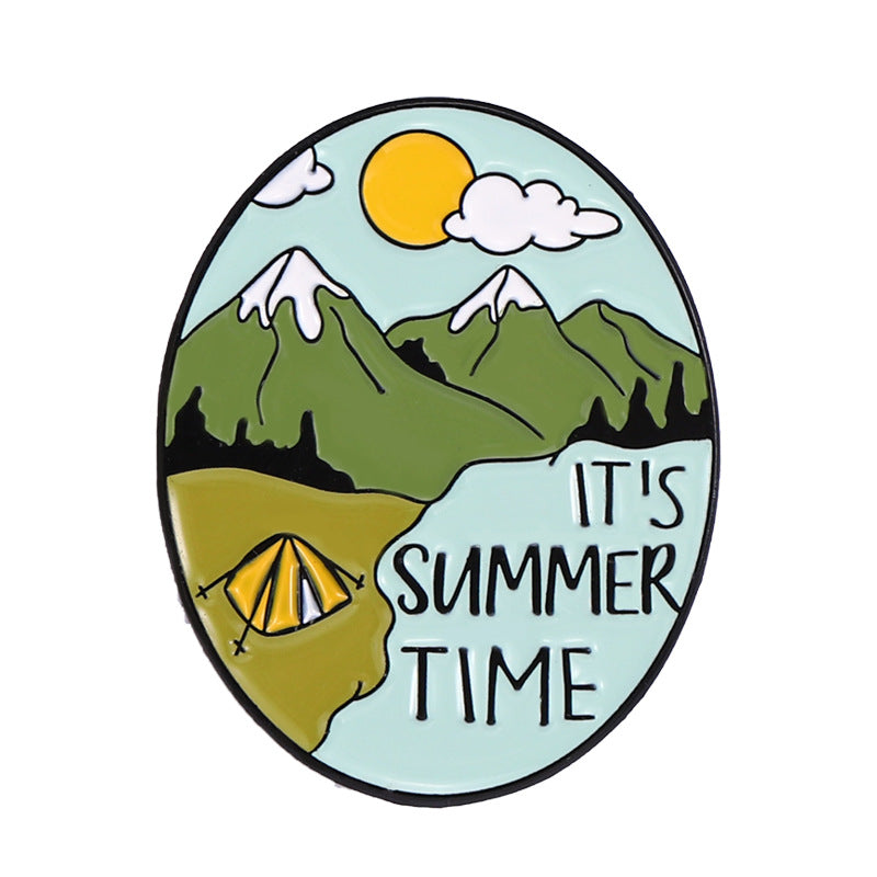 Travel Outdoor Hiking Series Irregular Metal Pins Badge