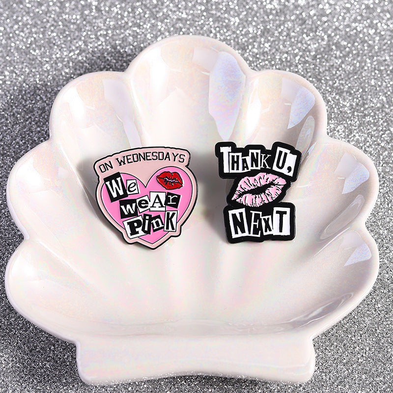 Mean Girls Iconic Phrases Rose Red Heart Lips Metal Pin Badge