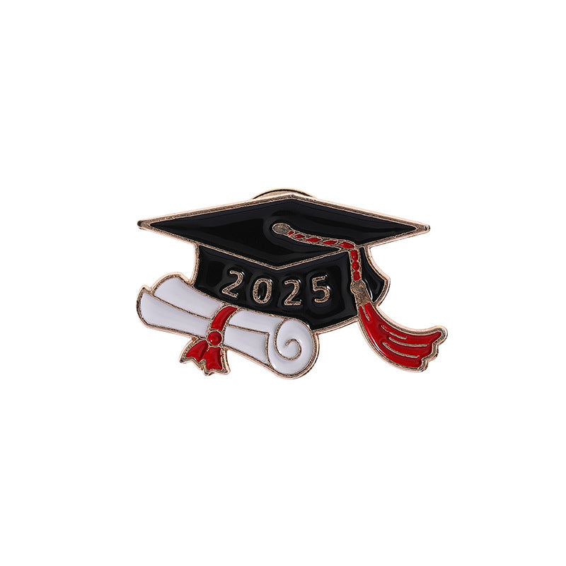 Minimalist Fun Graduation Season Accessories Bachelor Hat Metal Pin Badge