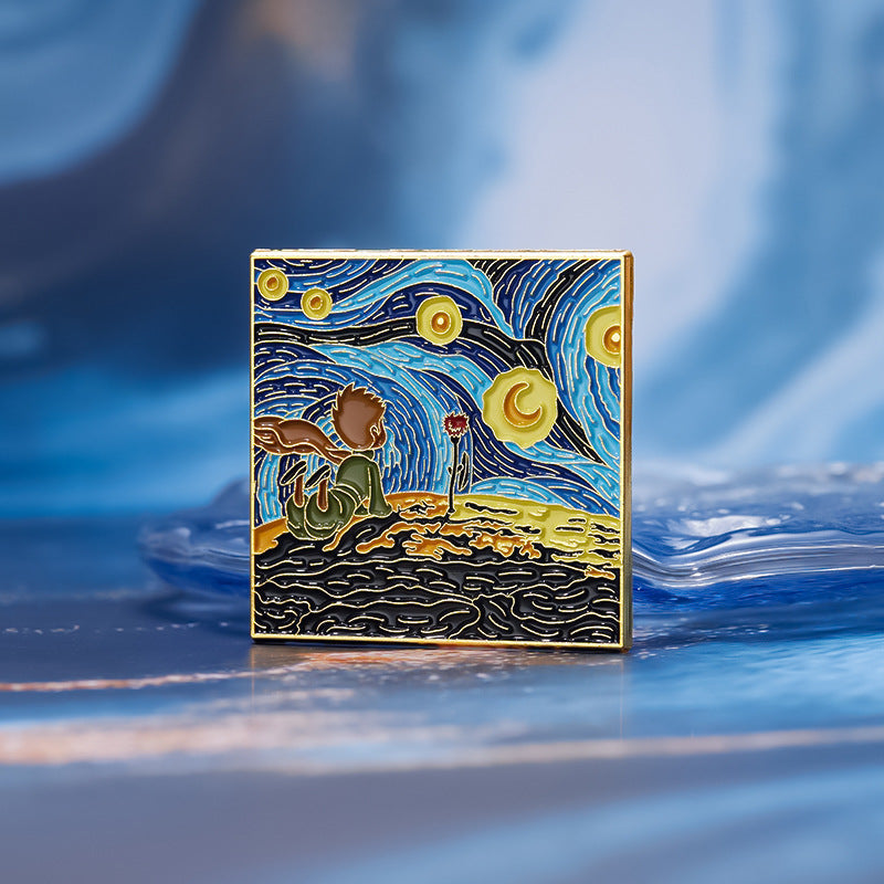Creative Artsy Famous Oil Painting Starry Sky Metal Pin Badge