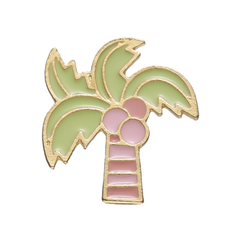 Summer Themed Metal Pins Badges Drink Ice Cream Pink Leaf Soda Starfish Shell Coconut Tree