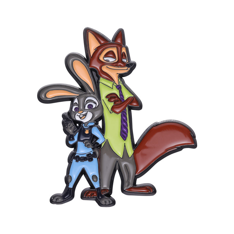 Sheriff Rabbit Fox Cute Animal Characters Metal Pin Badge