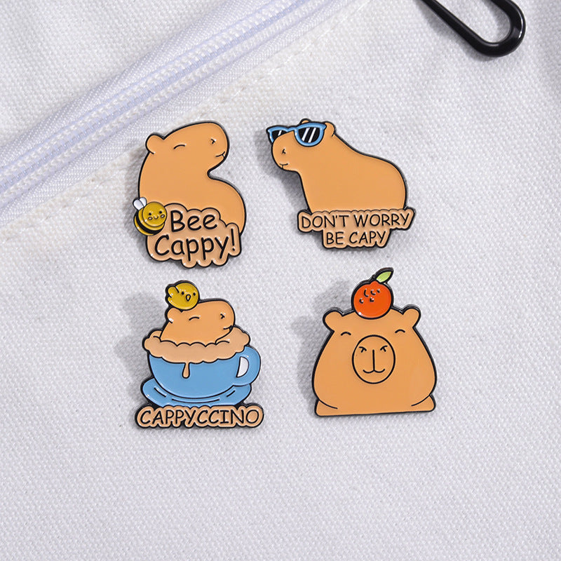 Fun Cute Capybara Animal Metal Pin Badges
