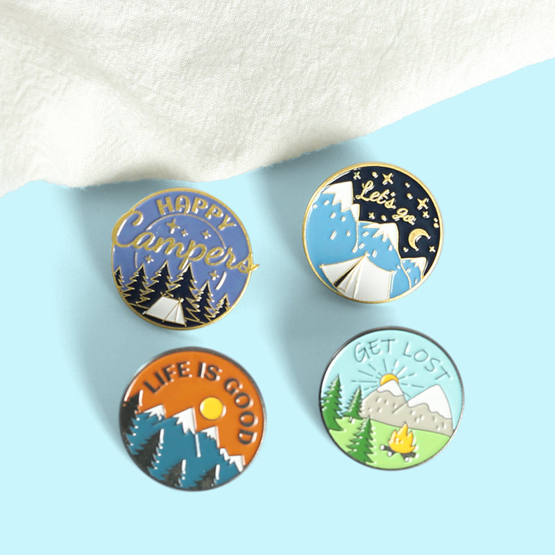 Creative Mountains Landscape Metal Pin Badge Ornaments