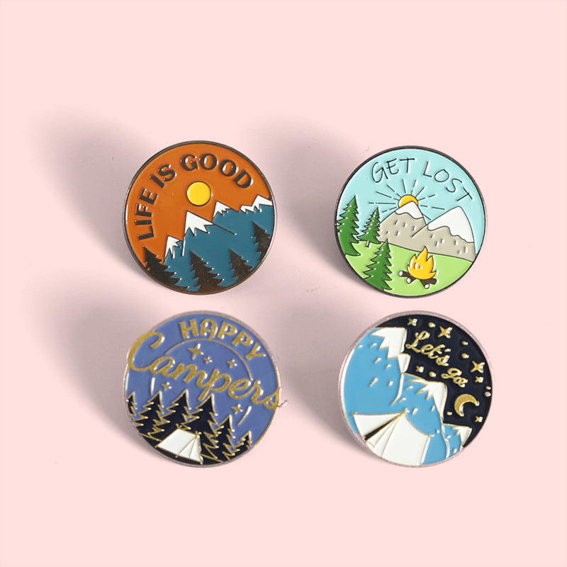 Creative Mountains Landscape Metal Pin Badge Ornaments