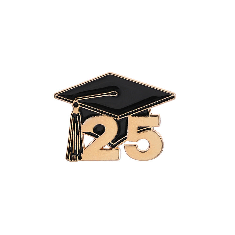 Minimalist Fun Graduation Season Accessories Bachelor Hat Metal Pin Badge