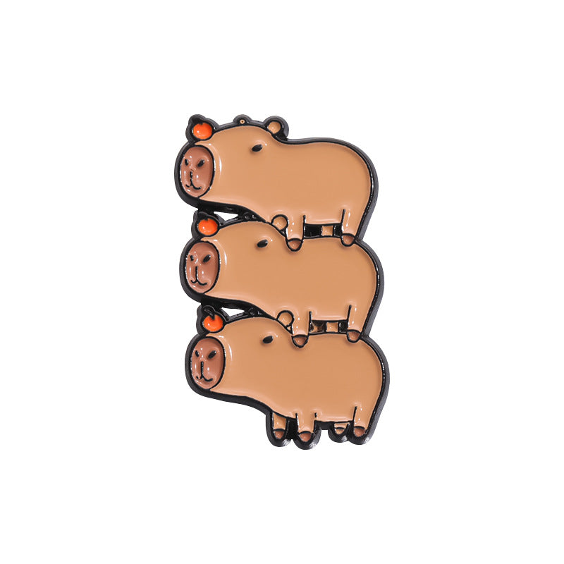 Fun Cute Capybara Animal Metal Pin Badges