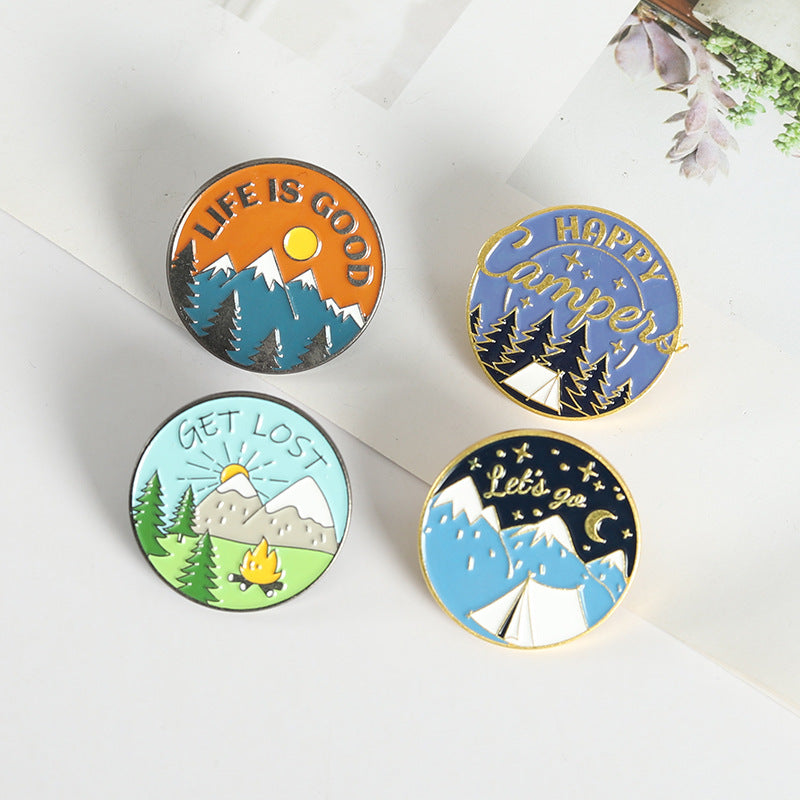Creative Mountains Landscape Metal Pin Badge Ornaments