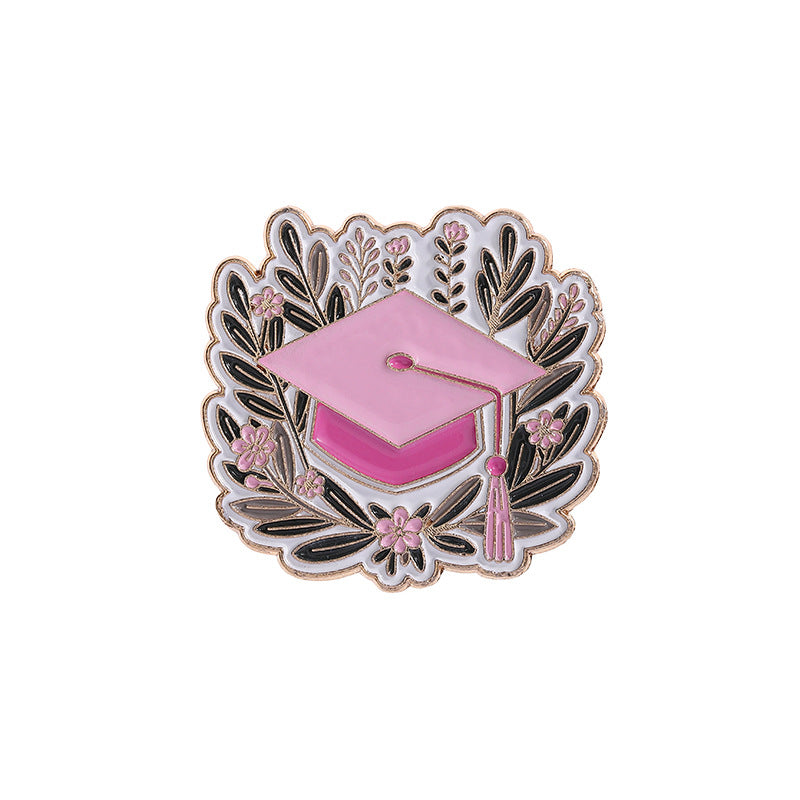 Minimalist Fun Graduation Season Accessories Bachelor Hat Metal Pin Badge