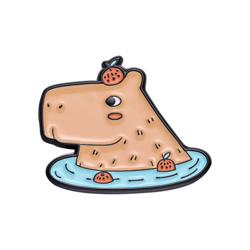 Fun Cute Capybara Animal Metal Pin Badges