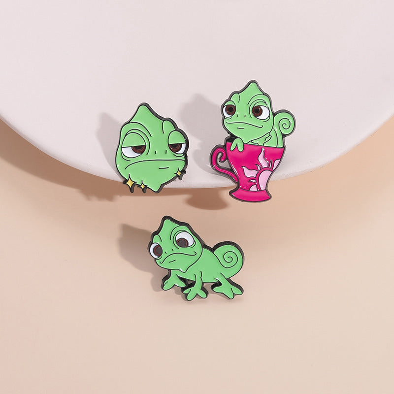 Cute Lizard Cartoon Animal Metal Pin Badge