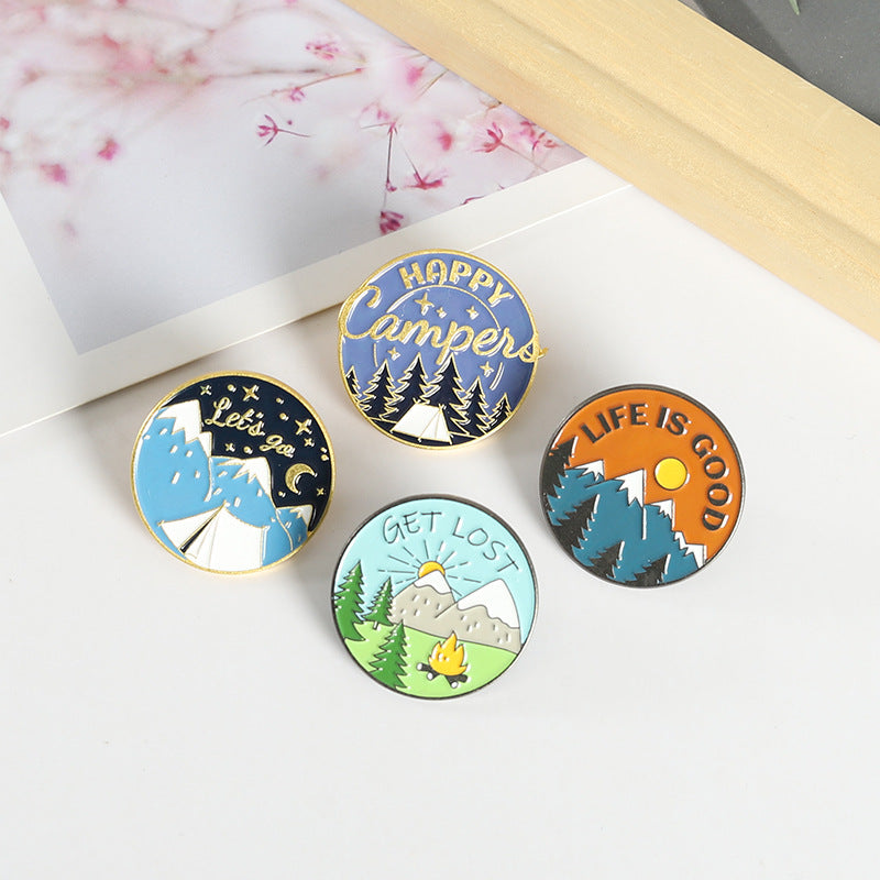 Creative Mountains Landscape Metal Pin Badge Ornaments