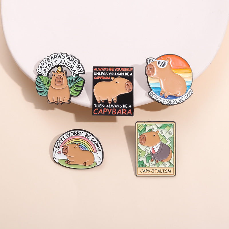 Fun Cute Capybara Animal Metal Pin Badges