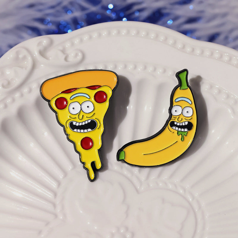 Mini Banana Pizza Avocado Cartoon Metal Pins Badge